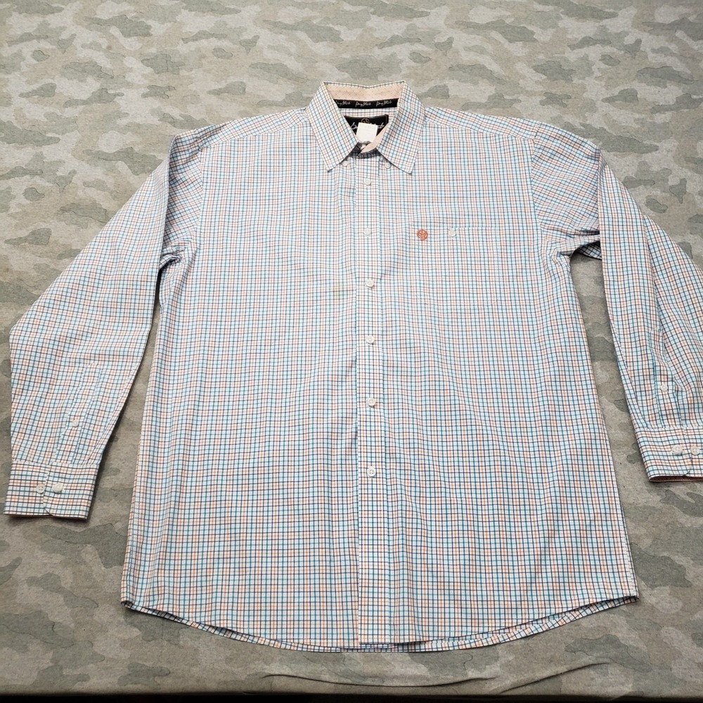 Gorge Strait‎ By Wrangler Shirt Mens XL Blue Long Sleeve Button-Up Check Western